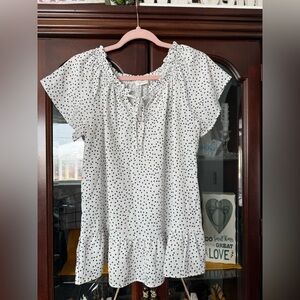 Elegant White Polka Dot Blouse